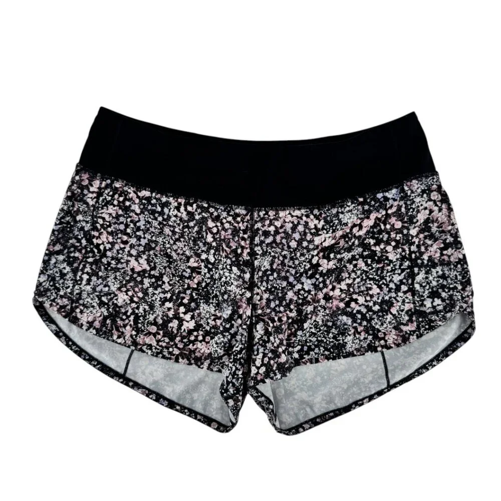 Lululemon Speed Up Short 4" Floral Spritz Multi Black Size 10 Lined Pocket - Picture 4 of 4